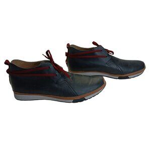 MCNDO Carnaby Shoes Black Leather Size 11 Red Laces Casual Comfort Rubber